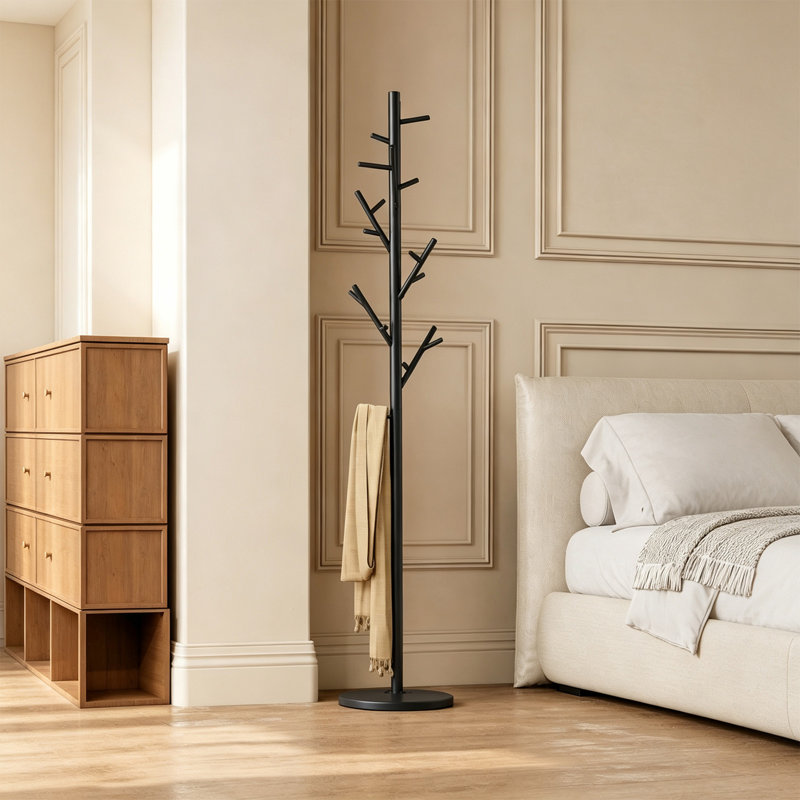 Black Tree-Inspired Coat Rack with 18 Hooks