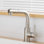 Robinet d'évier en acier inoxydable avec douchette extractible, finition nickel brossé, style moderne pour robinet de cuisine et de salle de bain, duvet, pivot sur 360