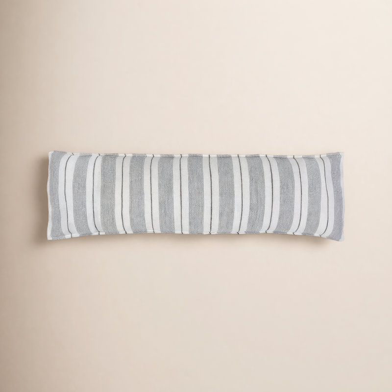 Laguna Striped Feather Reversible Throw Pillow, Grey/Charcoal