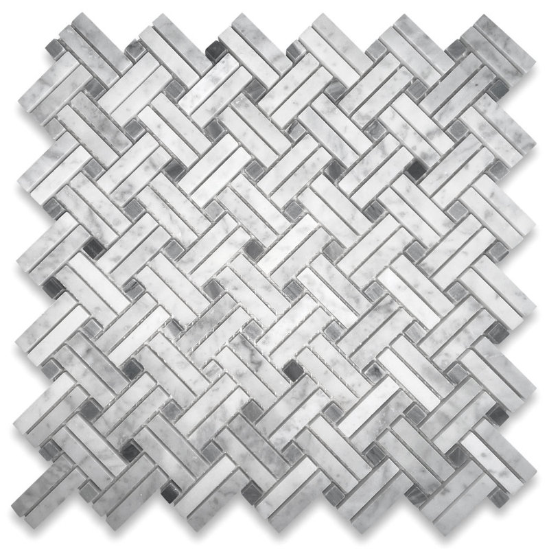 12" x 12" Marble Basketweave Mosaic Wall & Floor Tile