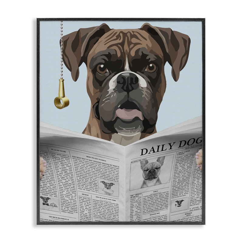 Giclée encadrée Boxer News, par Jesse Keith, Giclée encadrée noir minuit, H 30 po x l 24 po