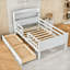 Lit plateforme simple en bois 2 tiroirs avec éclairage à DEL, tête de lit avec rangement et ports de chargement-1259441511