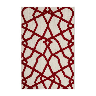 Tapis beige en treillis lavable à la machine