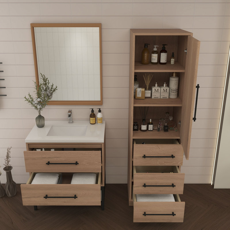 Victoria 20" Side Cabinet Freestanding, Red Oak