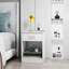 Ensemble de chambre à coucher 3 pièces, lit plateforme tapissier en velours avec éclairage à DEL et 2 tiroirs de rangement sous le lit, 2 tables de chevet avec tiroirs-749146479-749146478