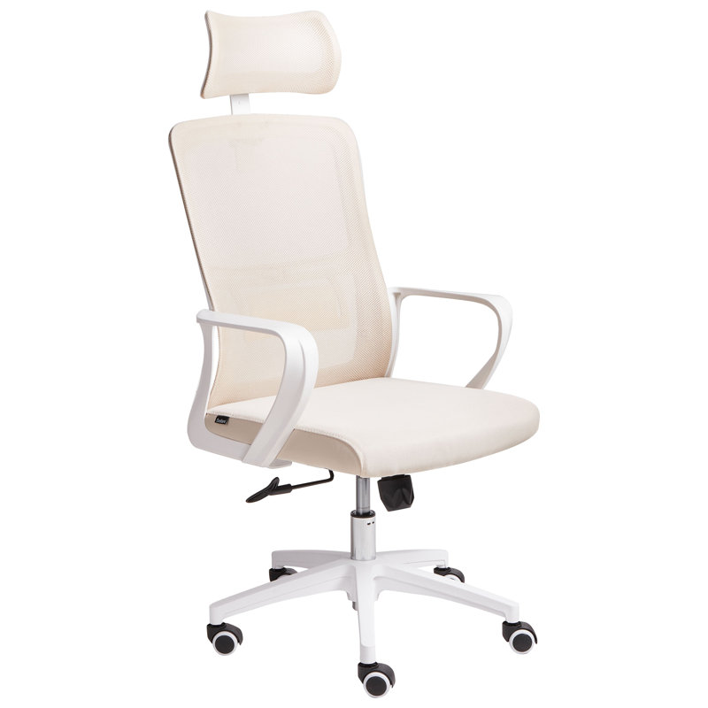 Office Chair Swivel MONARCH Fabric, Beige, White