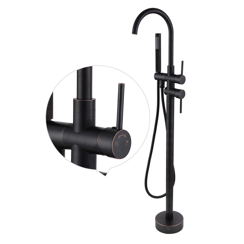 2 Handle Floor Freestanding Tub Filler with Diverter, Venetian Bronze