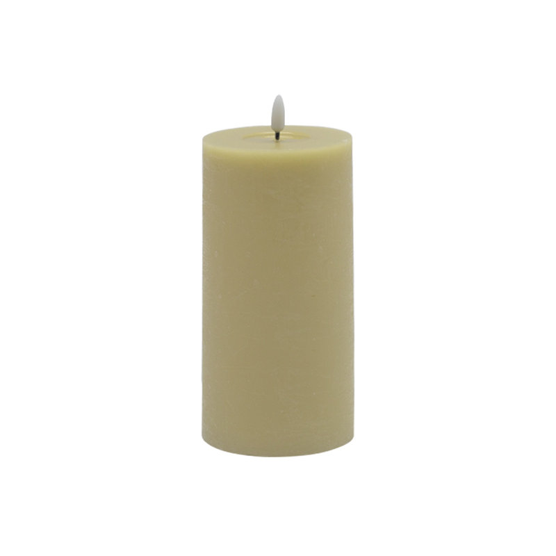 Grande bougie colonne sans flamme champagne, Jaune