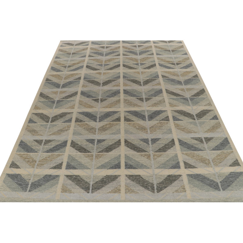 Scandinavian Wool Geometric Area Rug, Rectangle 5' x 7'