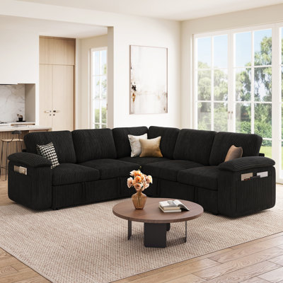 Canapé modulaire en forme de L avec lit escamotable, canapé-lit modulaire avec rangement, noir