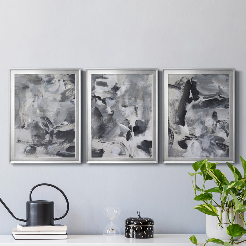 «Black & White Mix I», reproduction encadrée de qualité supérieure - prête à être accrochée, H 30,5 po x l 67,5 po x P 1 po