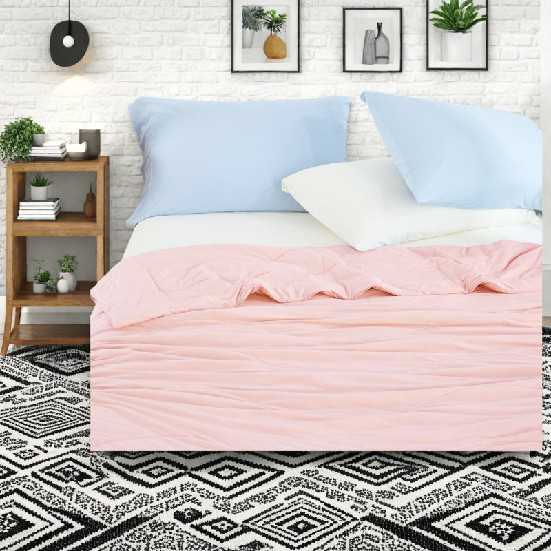 Ensemble de literie rose rafraîchissant, édredon en nylon 108 x 90, style toutes saisons pour la maison
