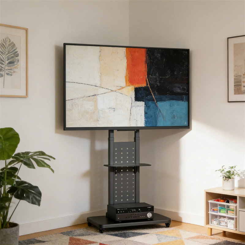 Meuble télé mobile sur pied 32 à 65 po réglable en hauteur