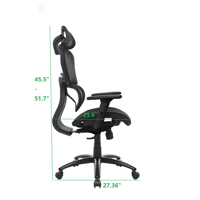 Chaise ergonomique en filet avec accoudoirs 3D