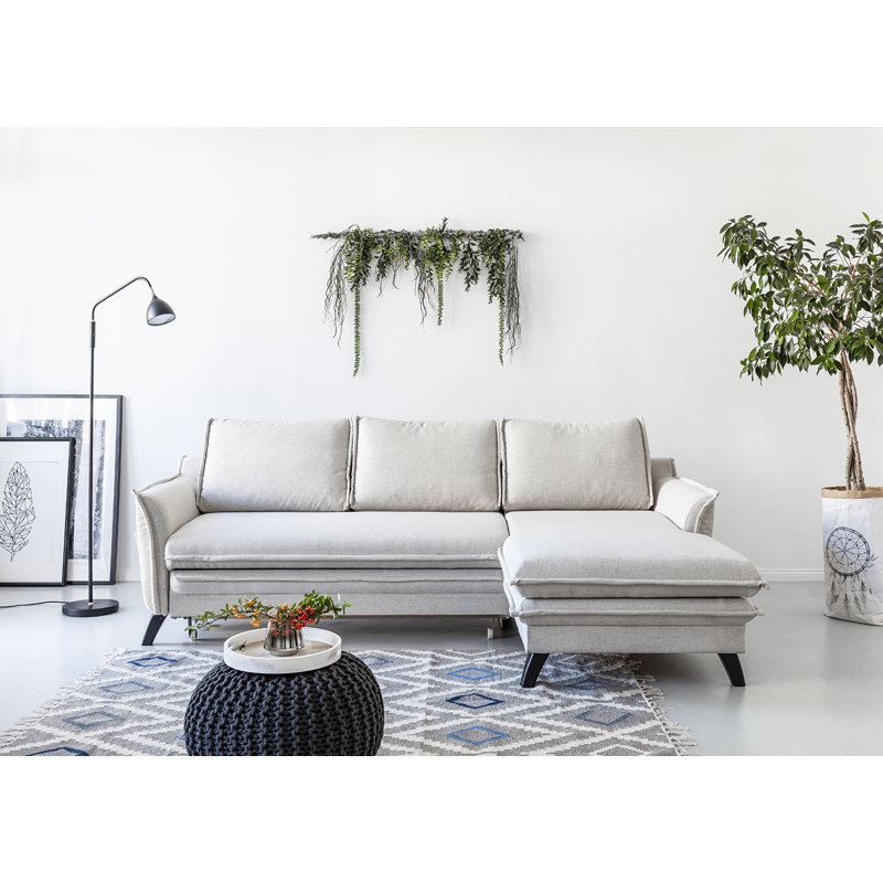 Charming Charlie 2 - Piece Upholstered Corner Sofa, Beige, Right Hand Facing