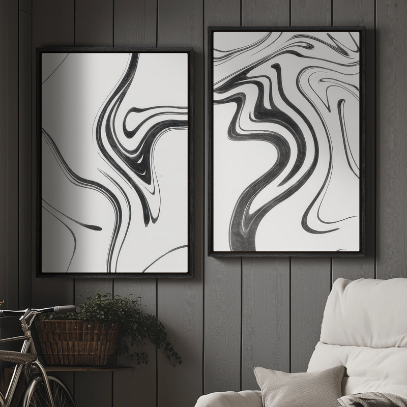 Art mural encadré sur toile, rétro muraux abstraits pour chambre à coucher, H 24 po x l 16 po, Noir