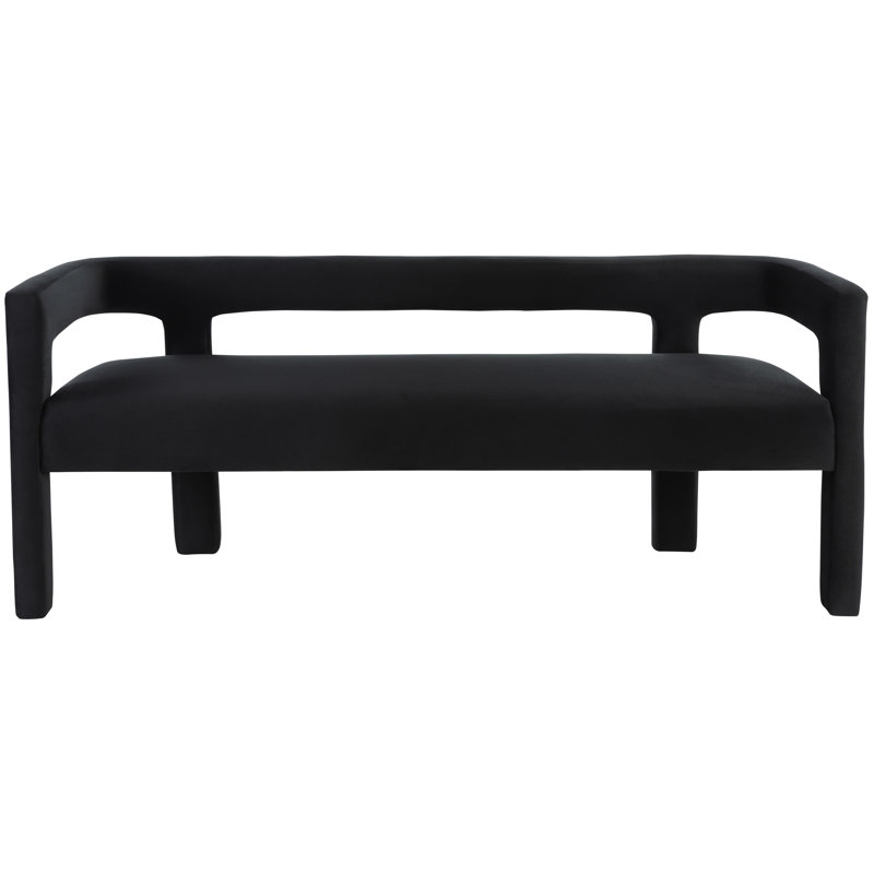 Velvet Upholstered Bench, Black Velvet