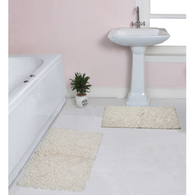 Freida Rectangle 100% Cotton 2 Piece Bath Rug Set
