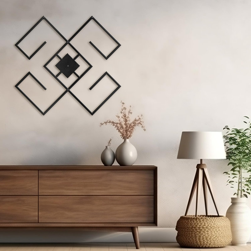 Décoration murale en métal, H 18 po x l 18 po x P 0,05 po, Noir