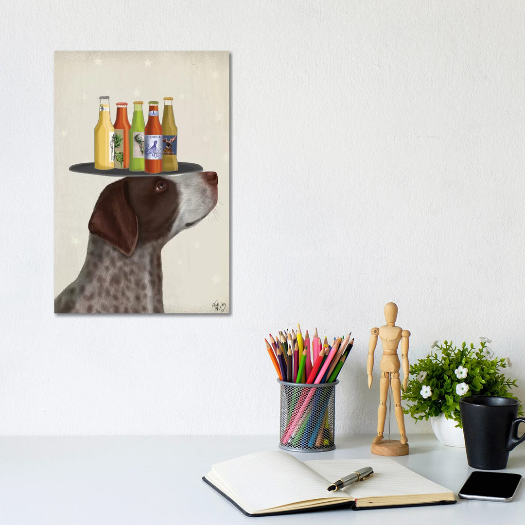 German Shorthaired Pointer Ice Cream Beer Lover by Fab Funky - Wrapped Canvas Gallery-Wrapped Canvas Giclée