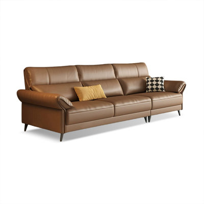 Coffee Genuine Leather Modular Sofa cushion couch
