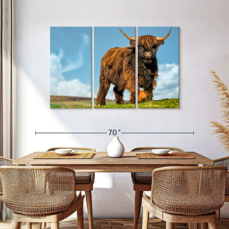 Brampt Dark Haired Highland Cow, 36" H x 57" W