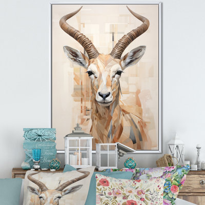 Minimalisme, antilope beige, bouquetin I - antilope, reproduction d'art sur toile_106403