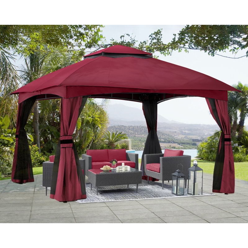 Steel Patio The Soft Roof Gazebos, Forest Green, 110" H x 143" W x 118" D
