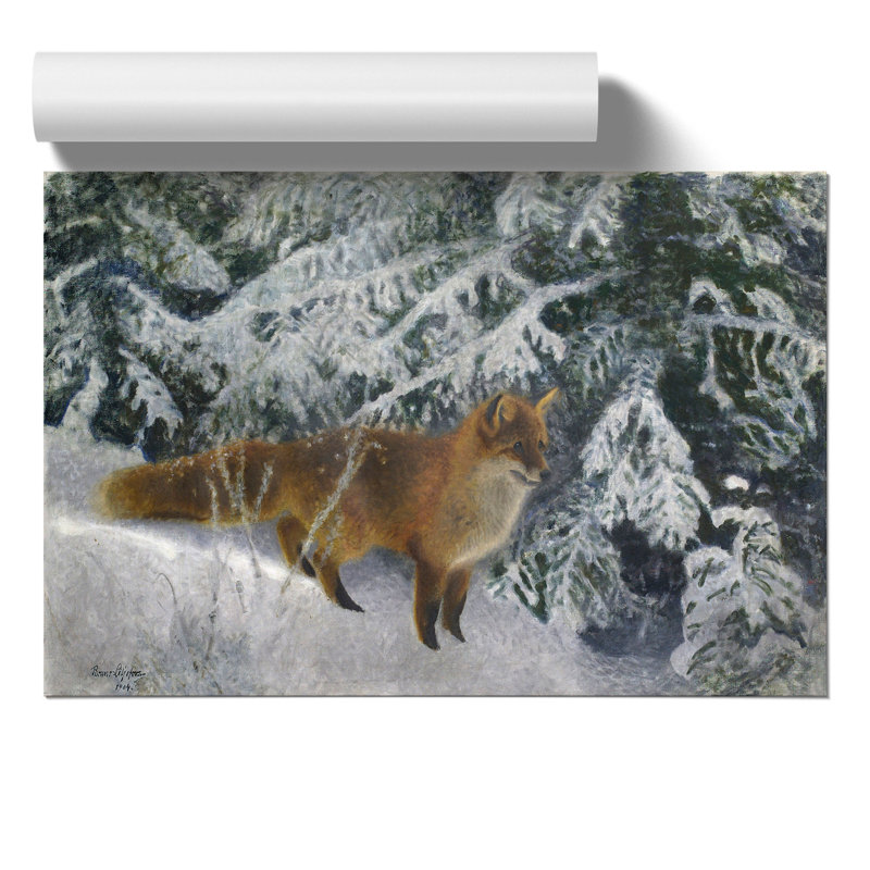 Fox in the Snow by Bruno Liljefors - Frameless Print, 21cm H x 30cm W x 0.1cm D