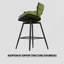 26 Inch Linen Woven Bar Stool Set, Black Legs, 360 Swivel, Comfortable Upholstered Arm Chairs with Backrest and Footrest