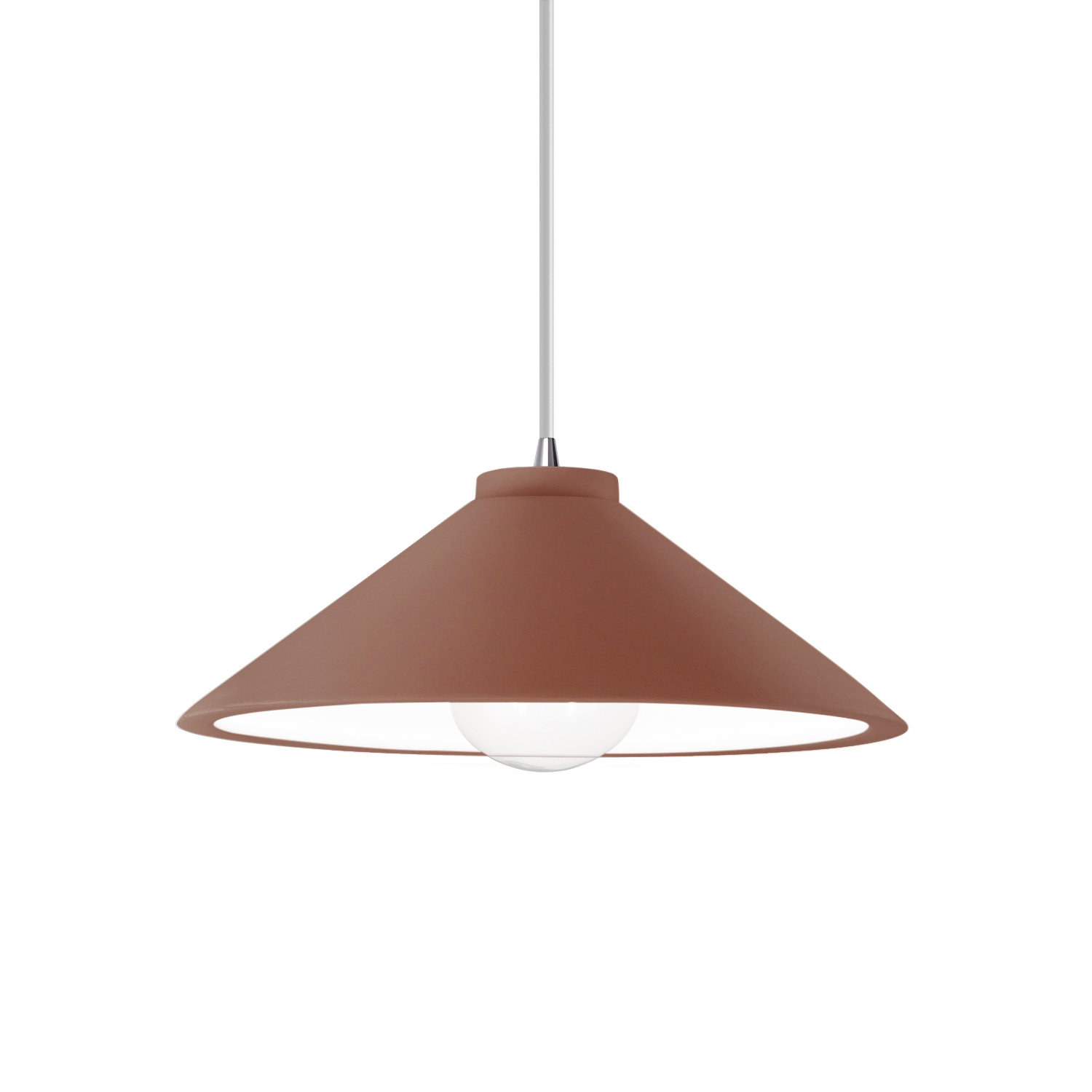 Leni Dimmable Cone Single Light Pendant, Canyon Clay, Polished Chrome