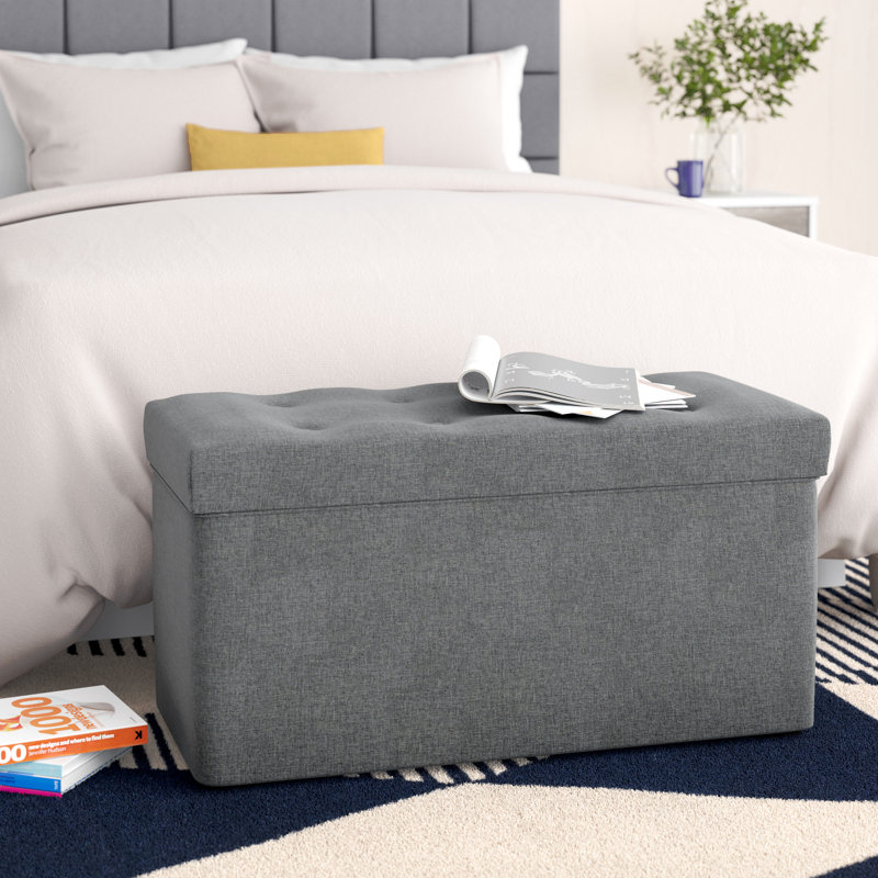 Raburn Upholstered Storage Bench, Dark Grey