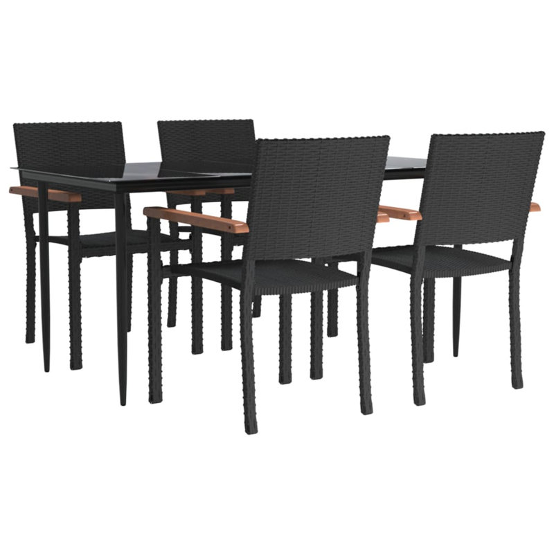 Leroni 4 - Person Wicker Patio Dining Set with Rectangular Table