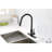 Kitchen Faucet Pull Down In Matt Black - Stainless Steel, 360 Rotating High Nozzle, Corrosion And Rust Coating, Single Handle For Easy Water Management With Finish, Treatment, Flow Temperature-699946874