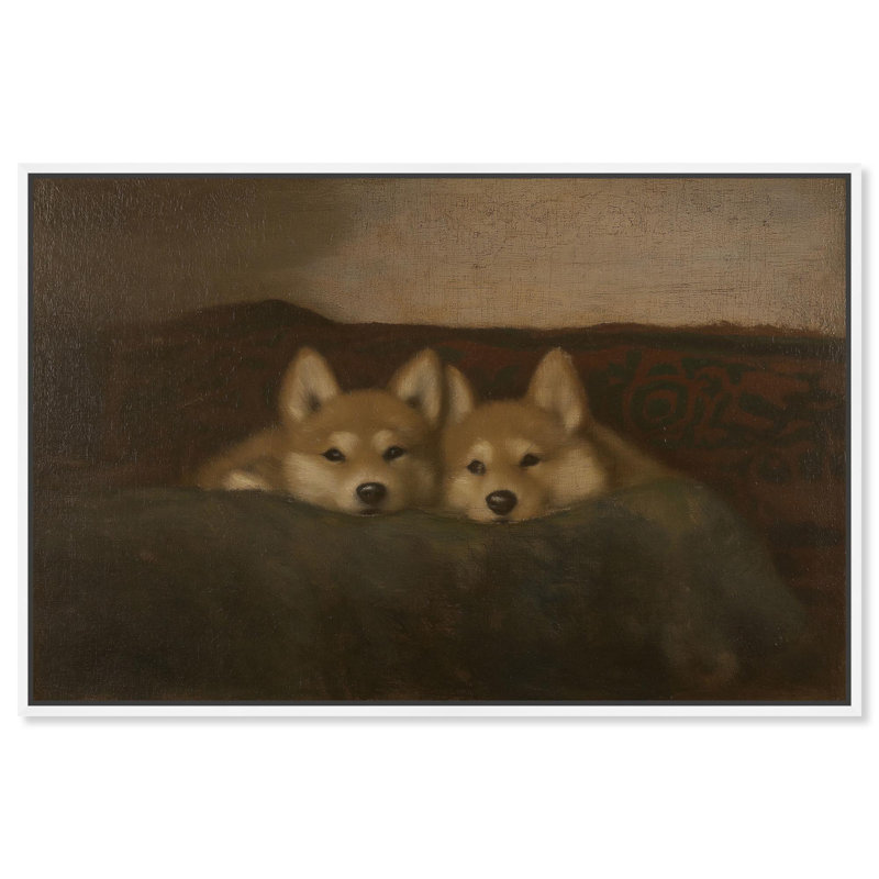 «Rustic Dog Days», impressions sur toile par Art Remedy, H 31 po x l 46 po, Cadre blanc