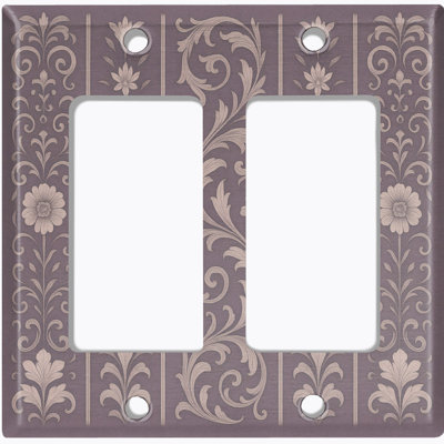 Metal Light Switch Plate Cover; US Standard Size 2 Gang GFI Rocker - Floral Pattern