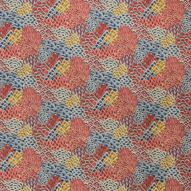 Grand Bazaar Katibi 100% Cotton Fabric, Red/Blue/Yellow