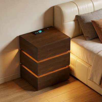 3-Drawer LED Smart Nightstand with Light