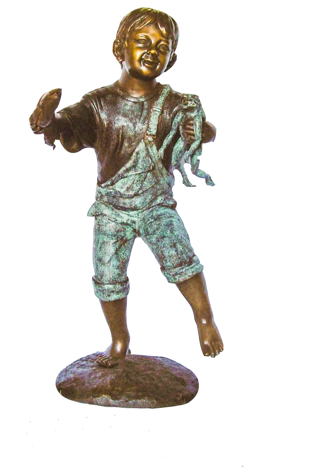 Large 33 Garden Fountain Bronze of a Young Boy with Fish, Possibly - Ruby  Lane