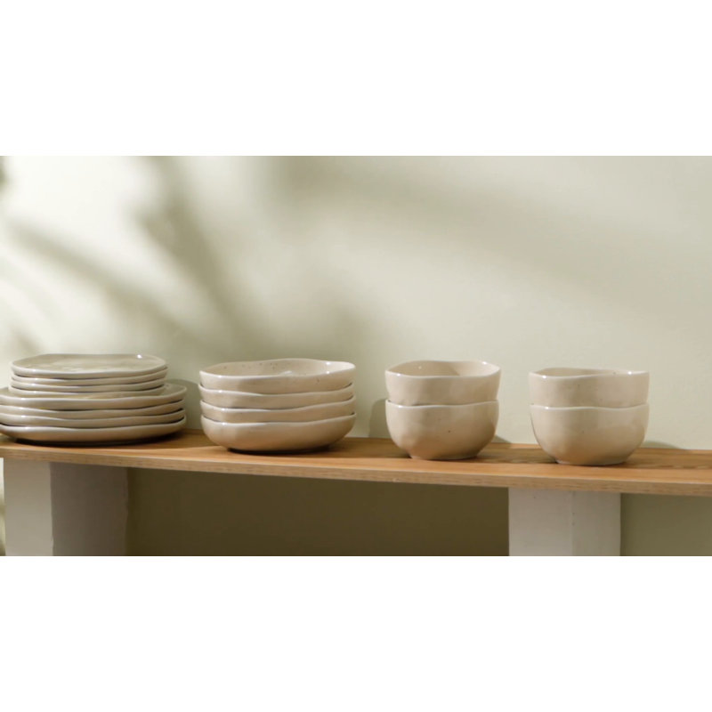 Mirella Blue Ceramic 24-Piece Dinnerware Set, Service for 8