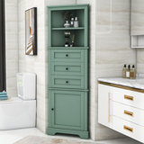 Fetiere Freestanding Bathroom Cabinet, Triangle Tall Cabinet with Drawers and Adjustable Shelves