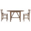 3-Piece Wood Counter Height Drop Leaf  Dining Table Set With 2 Upholstered Dining Chairs For Small Place, Brown-410393864