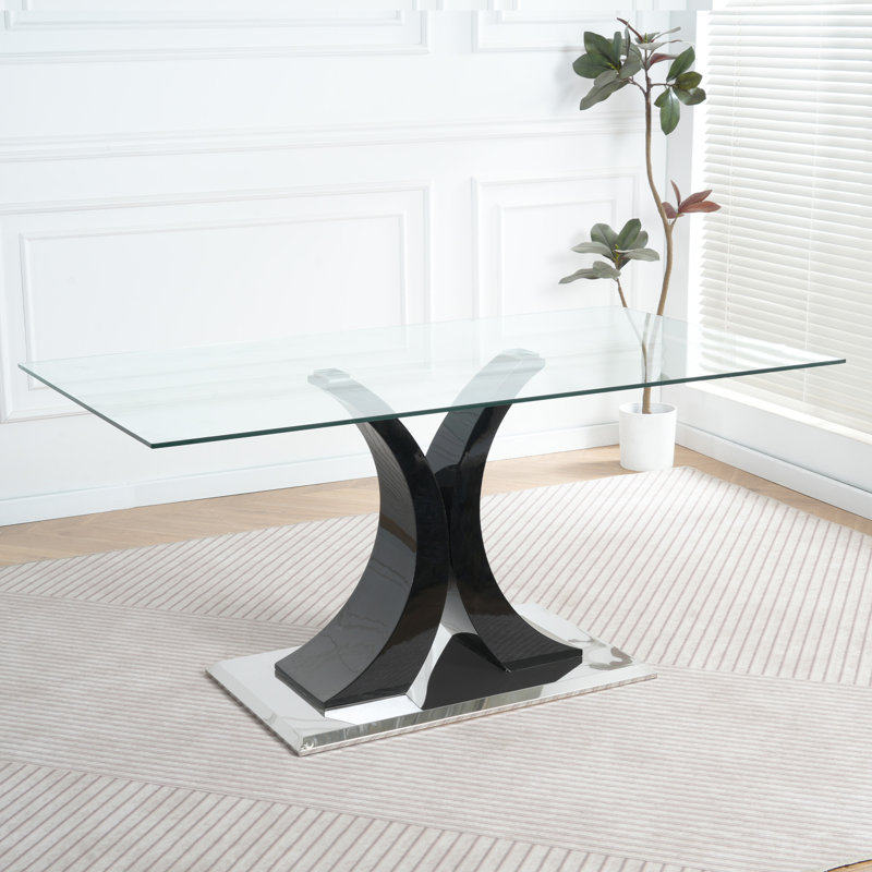 Table rectangulaire en verre de style moderne 63 po (seulement les tables, pas de chaises)