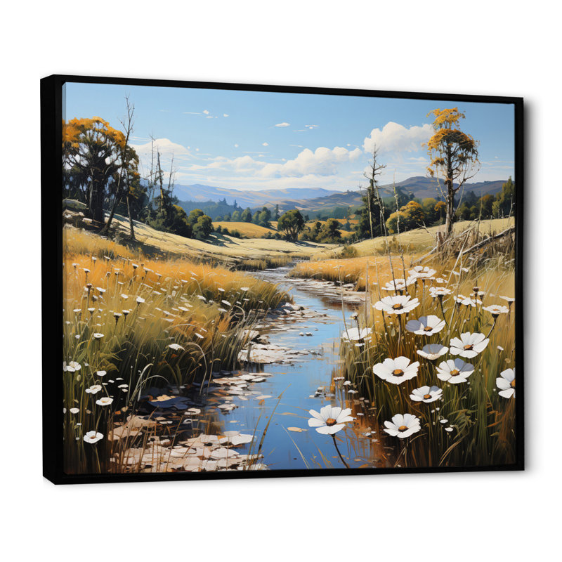 «Meadow Whispers», impression pastorale sur toile, H 30 po x l 40 po, Cadre flottant noir