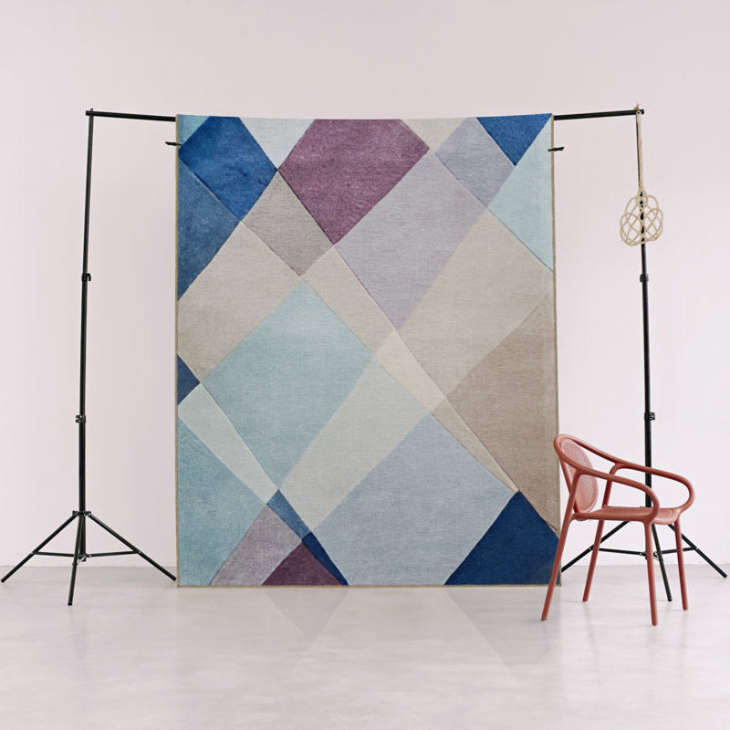 Tapis d'intérieur / extérieur multicolore en polypropylène tissé à la machine Kiko, Rectangle 2 pi 7 po x 4 pi 11 po