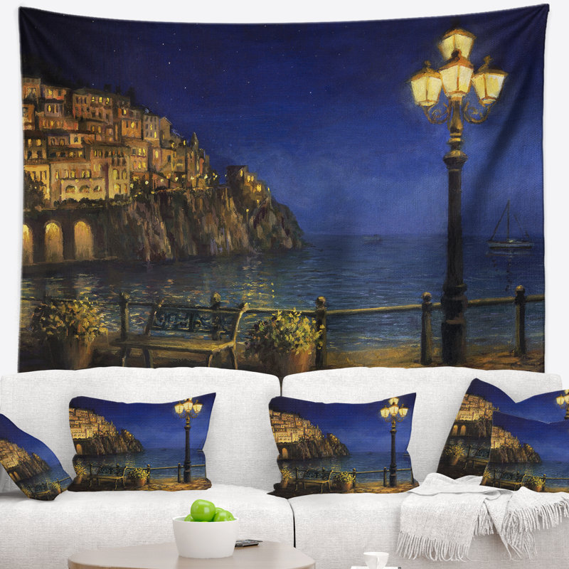 Paysage d'été en tapisserie d'amalfi, H 32 po x l 39 po