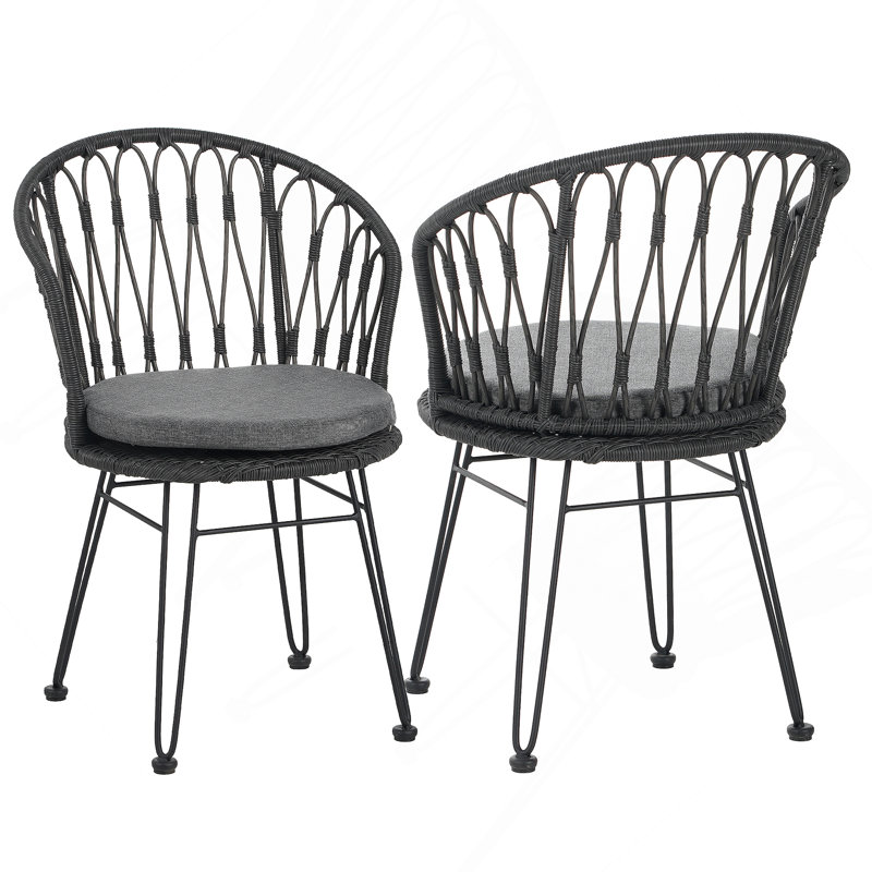CHAISE, 2PCS avec 2 coussins, gris