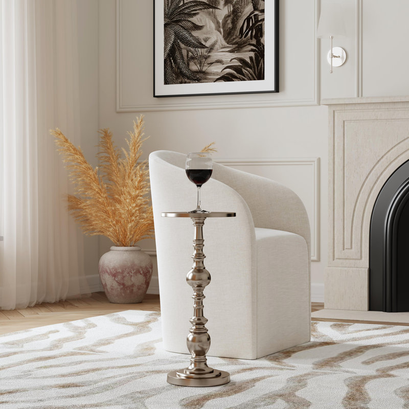Darien Round Pedestal 10"W Side Table, Silver
