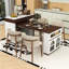 Extendable Kitchen Cart with Folding Top, Dining Table, Built-In Power Outlet and Locking Casters-2004859780