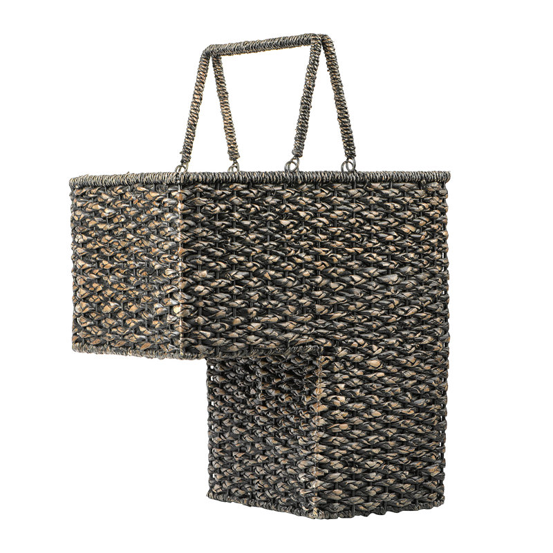 Panier d'escalier Bangkuan & Rattan avec poignée, Noir